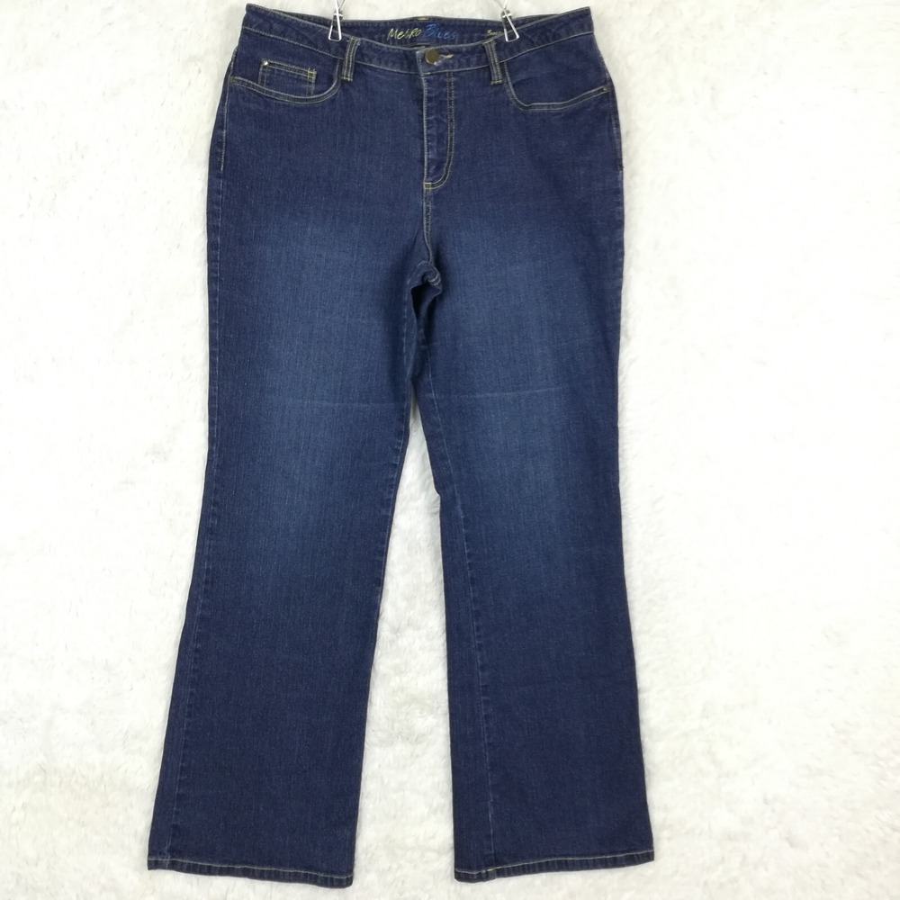 Metro Blues Womens Jeans Boot Cut Blue Denim Mid Rise Indigo Wash 14